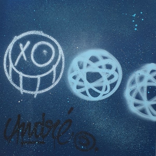 André X Futura Andre x Futura at night 2 Acrylic and spray painting 100 x 100 cm