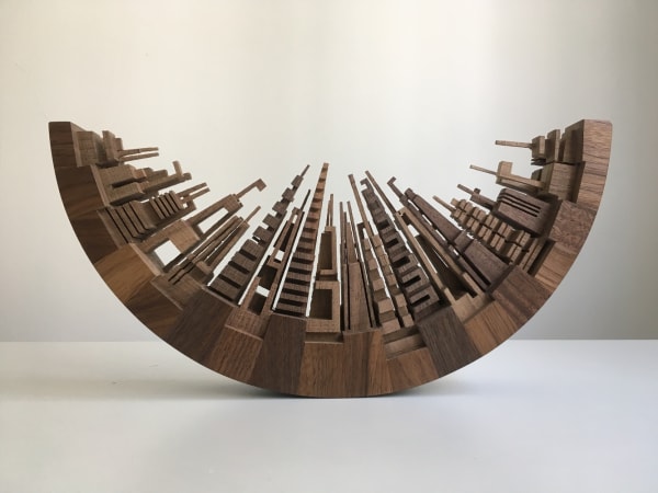 James Mcnabb Control C, 2017 Sculpted composition in walnut ( small semi circle) 30 x 15 x 4 cm 11 3/4 x 5 7/8 x 1 5/8 in
