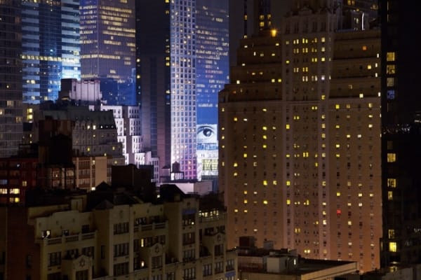 Jr, Inside Out, Time Square, Eye by night, USA, 2013