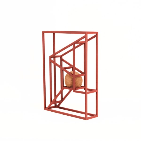 Saman & Sasan Oskouei The quiet pulse of a seed, 2024 painted steel and wood 41 x 56 x 13 cm