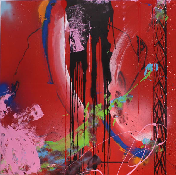 Futura Red river Acrylic and spray painting 140 x 140 cm