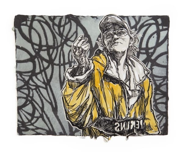 Swoon KatherineG Hand painted with silkscreen ink and acrylic gouache on handmade paper *Paper made by the artist 28 x 36 cm 11" x 14"