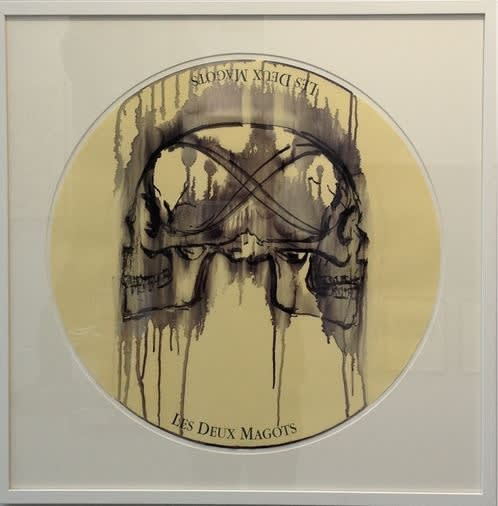 Shaun Gladwell Les Deux Magots Ink on tablecloth 75 x 75 cm