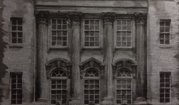 Yz Lost in the city London - Regent Street I Ink and paper on vintage slate 51 x 31 cm