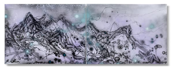 Chen Yingjie Paint from the Nature of Yunnan No.95 ( dyptiich), 2022 Mixed media and spray paint on canvas 60 x 160 x 3 cm 23 5/8 x 63 x 1 1/8 in
