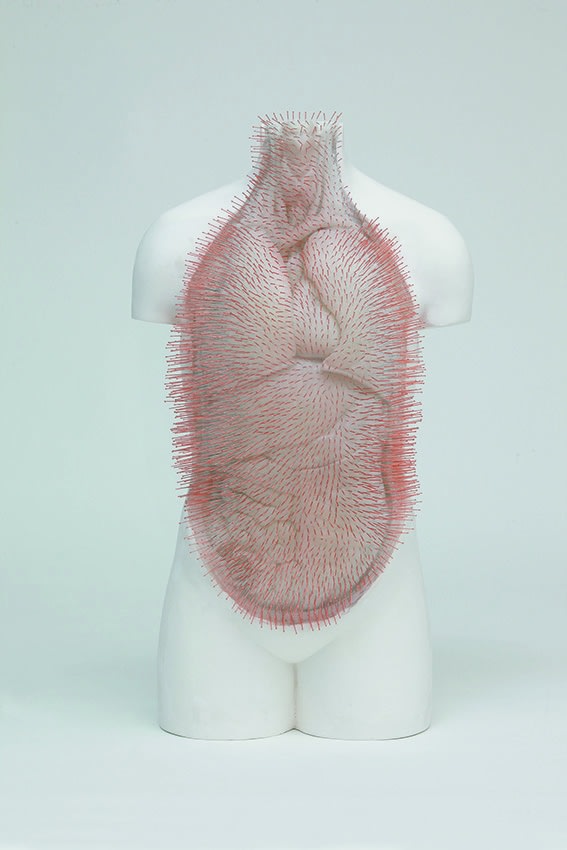 Prune Nourry Anatomical Chest #2 Plaster, Wax, Acupuncture Needles 32 x 16 x 66 cm