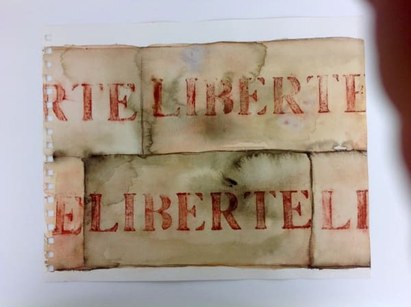 Rachel Labastie Liberté 5 sanguine and watercolors 30 x 24 cm