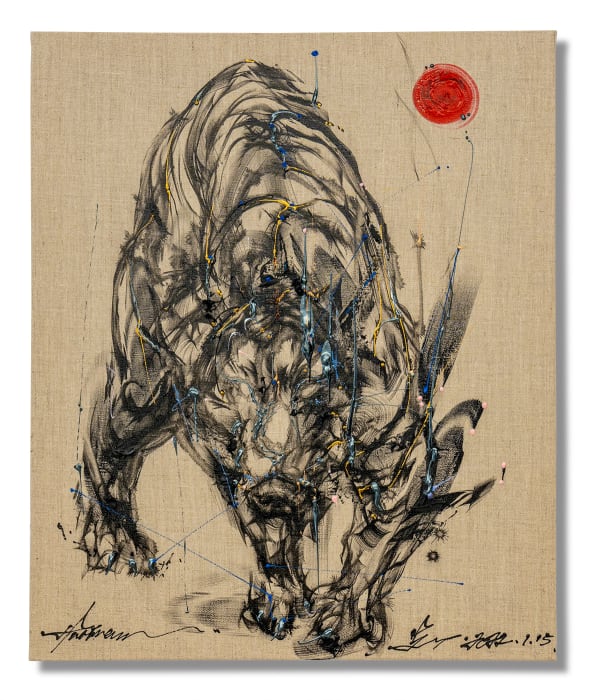 Chen Yingjie Stay Hungry LXII, 2022 Acrylic and mixed media on canvas 60 x 50 x 3.8 cm 23 5/8 x 19 3/4 x 1 1/2 in