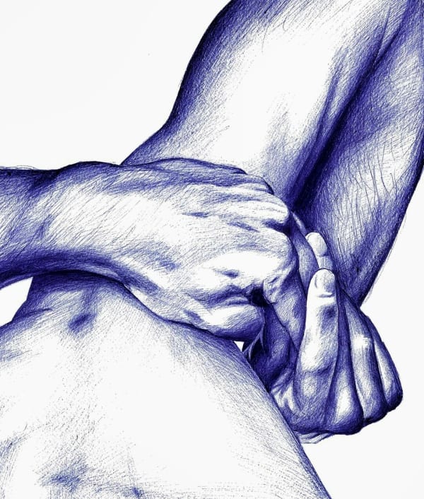 Youssef Boubekeur Noeud de mains 1 ink on paper 80.5 x 85 cm