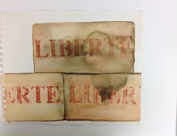 Rachel Labastie Liberté 4 sanguine and watercolors 30 x 24 cm