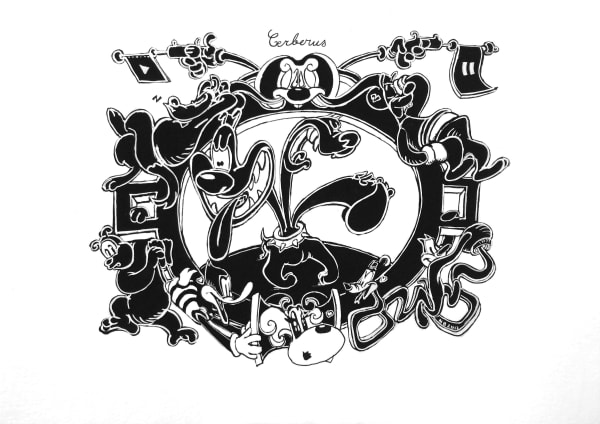 Nicolas Buffe Cerberus encre et gouache sur papier 29.7 x 41.9 cm