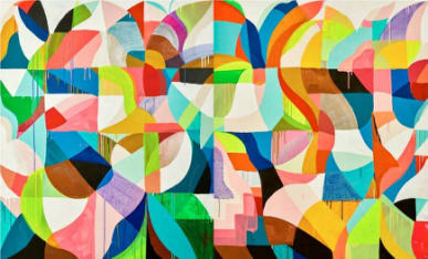 Maya Hayuk Twin Shadows, 2019 Acrylic on baltic birch panel (2 panels) 152 x 244 cm 59 7/8 x 96 1/8 in