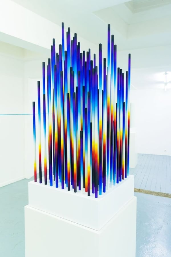 Felipe Pantone Chromadynamica Dimensional 2 UV ink on aluminum and mdf+alucubond base 120 x 54 cm