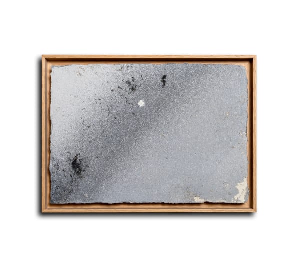 Saype Beyond Walls, Step 17 : Fuji (JPN) 2023, 3000 m², 35° 9'40.41"N 138°40'11.16"E - Pixel 2, 2024 Biodegradable paint taken from the ephemeral artwork's production on 640g/m² fine grain paper Unique piece Framed: 25 x 34 cm 9 7/8 x 13 3/8 in Unframed: 22 x 31 cm 8 5/8 x 12 1/4 in