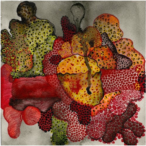 Camille De Galbert Untitled pen and ink on watercolor paper 20 x 20 cm