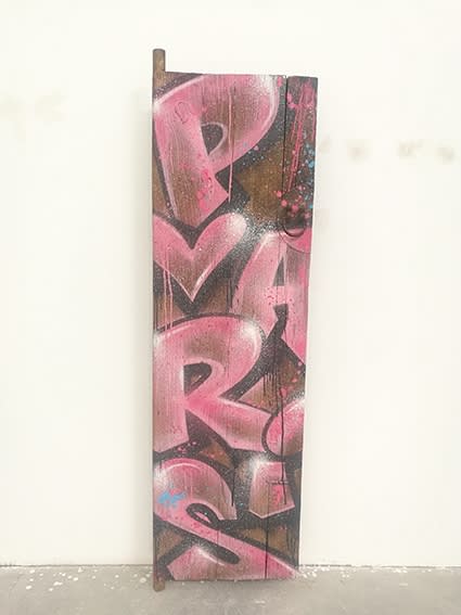 Nasty Paris, 2016 Spray paint on wooden door 171 x 51.5 cm 67 3/8 x 20 1/4 in