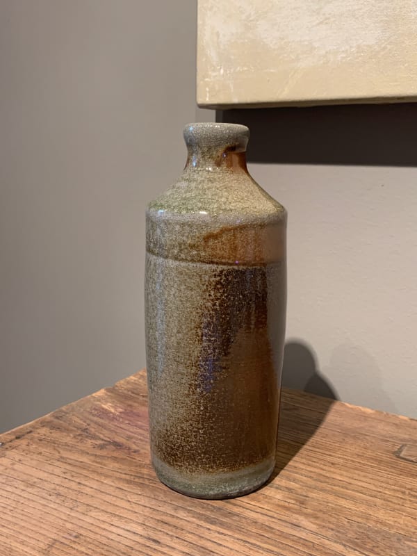 Lottie Venn, Wood and Soda Fired Narrow Small Green Vase