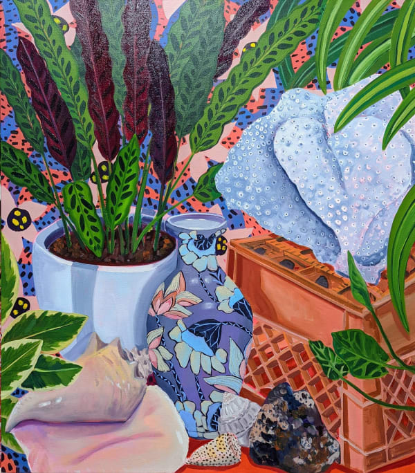 Anna Valdez, Coral Specimen with Still Life, 2021
