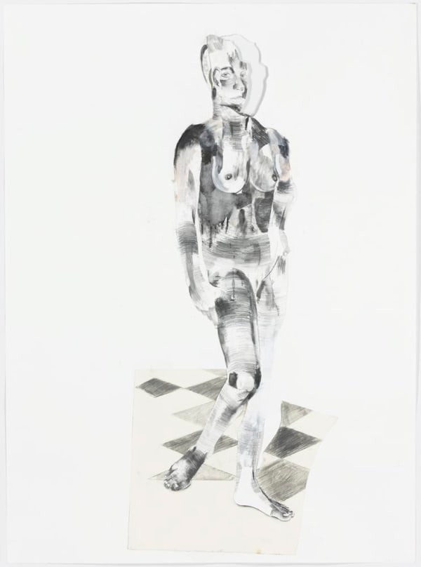 Wardell Milan Turin, Stefania, 2015 graphite, charcoal, oil pastel, gesso, cut-and-pasted paper on paper 60 x 44 in 152.4 x 111.8 cm