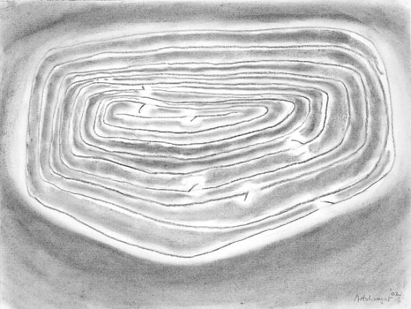 Richard Artschwager Untitled (Concentric Maze), 2002 charcoal on paper 19 x 25 inches