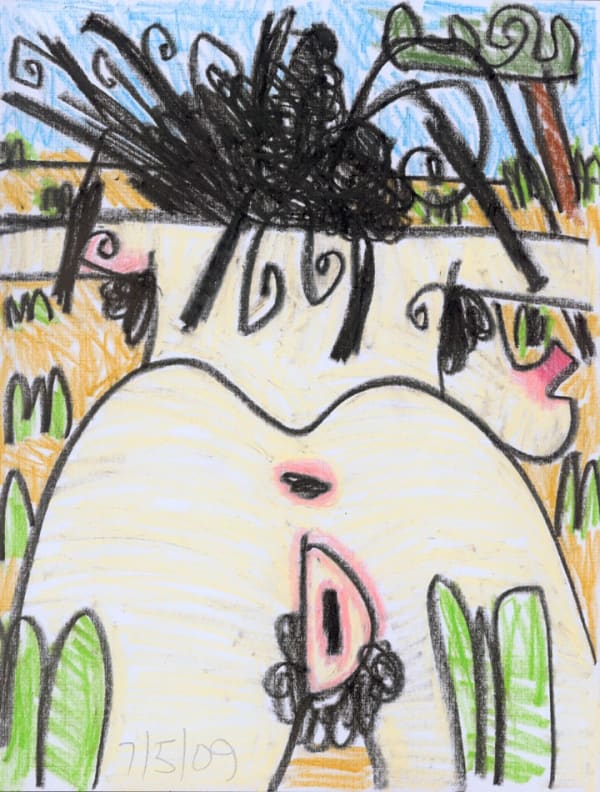 Carroll Dunham Untitled (7/5/09), 2009 pastel on paper 11 x 8 1/2 in (27.9 x 21.6 cm) framed: 19 x 17 in (48.3 x 43.2 cm)