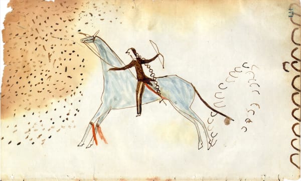 anonymous artist Ledger Drawing, ca. 1870 ink, graphite and colored pencil on paper 7 3/4 x 12 1/2 in (19.7 x 31.8 cm)