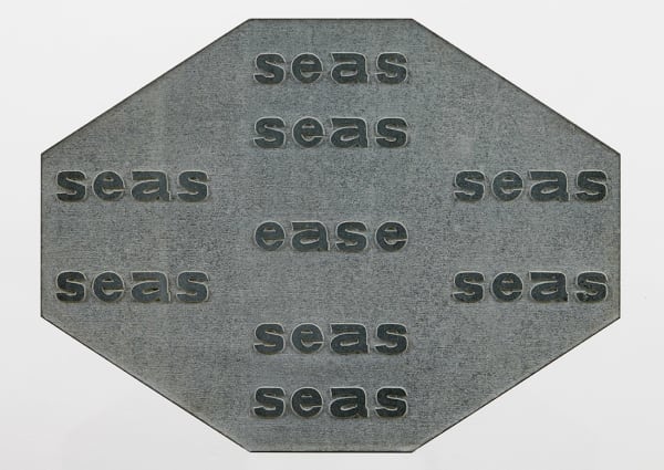 Ian Hamilton Finlay The Fisherman's Cross, 1967 slate, with Maxwell Allan 21 x 28 1/8 x 10 1/4 in (53.5 x 71.5 x 26 cm)