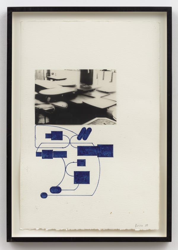 Barry Le Va Study for Sculpture, Köln, from the series, "Connected; Disconnections-- Travel/Thought", 2000 collage and fiber-tipped pen on paper 22 1/2 x 14 3/4 in (57.2 x 37.5 cm)