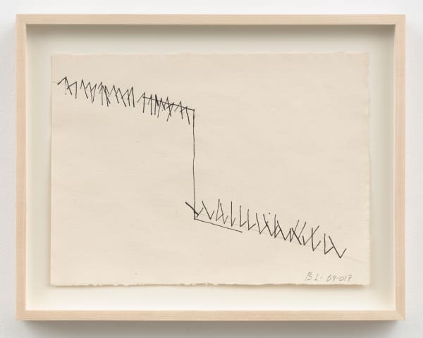 Barry Le Va Working Drawings for Installation, "Adjacent (Cleaved Wall)" (1969 / 2017), 1969 / 2017 ink and graphite on paper 8 1/2 x 11 3/8 in (21.6 x 28.9 cm)