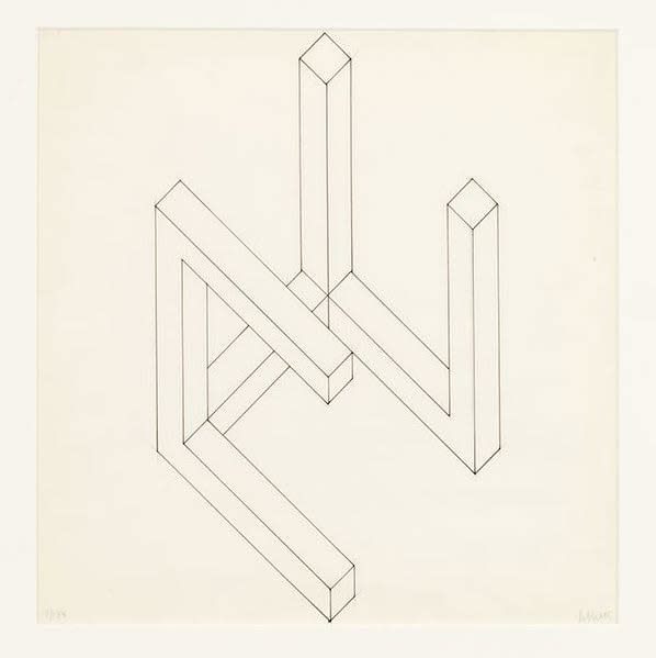 Sol LeWitt Incomplete Open Cube (7/13), 1974 ink and graphite on paper 12 x 11 7/8 in 30.5 x 30.2 cm Framed Dimensions: 17 x 17 in 43.2 x 43.2 cm