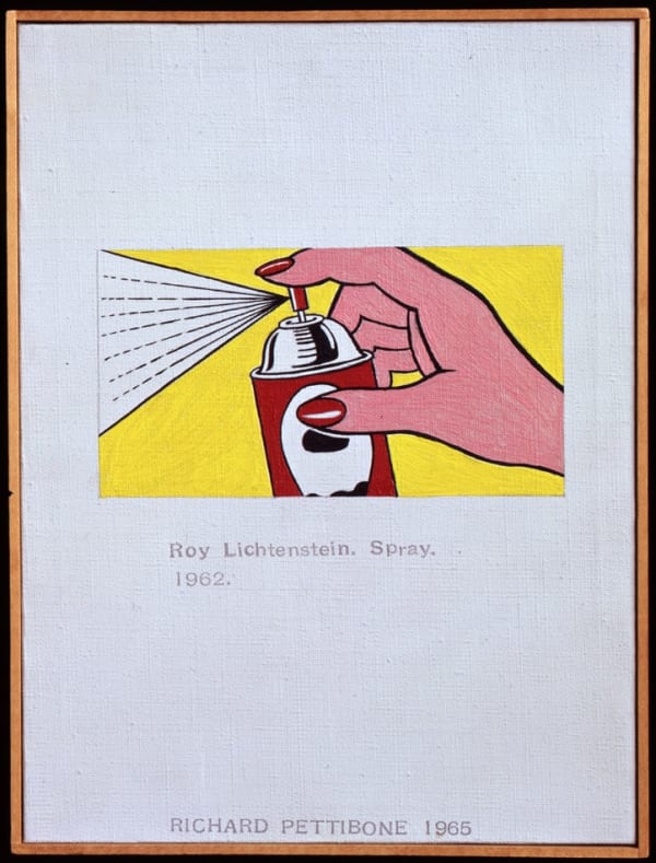 Richard Pettibone Roy Lichtenstein "Spray. 1962.", 1964 acrylic and rubber stamp on canvas 8 3/8 x 6 1/4 in 21.3 x 15.9 cm