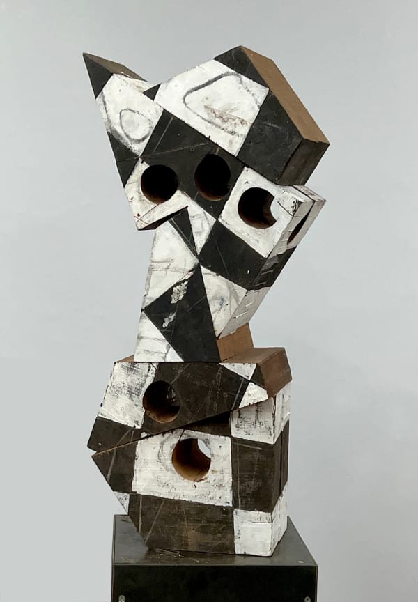 Mel Kendrick Untitled, 2024 mahogany with gesso and charcoal 31 x 14 1/2 x 9 in (78.7 x 36.8 x 22.9 cm)