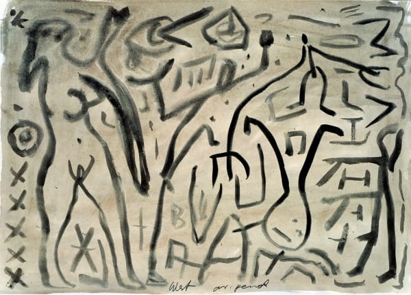 A.R. Penck West, 1987 gouache on paper 11 1/2 x 16 1/4 in (29.2 x 41.3 cm)