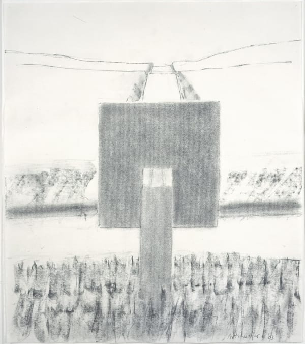 Richard Artschwager Road with Sign, 2003 charcoal on paper 25 x 21 1/2 inches 63.5 x 54.6 cm