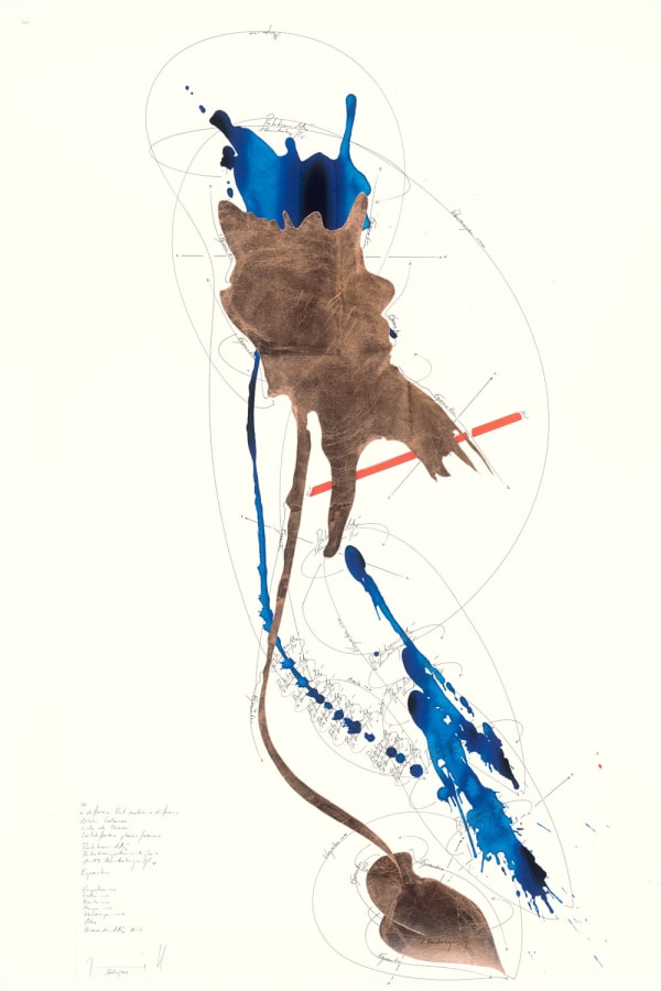 Jorinde Voigt A Difference that Makes a Difference 1(Niklas Luhmann / Liebe als Passion / Leitdifferenz plaisir/ amour), 2014 ink, copper, and pencil on paper 35 7/16 x 23 5/8 in (90 x 60 cm)