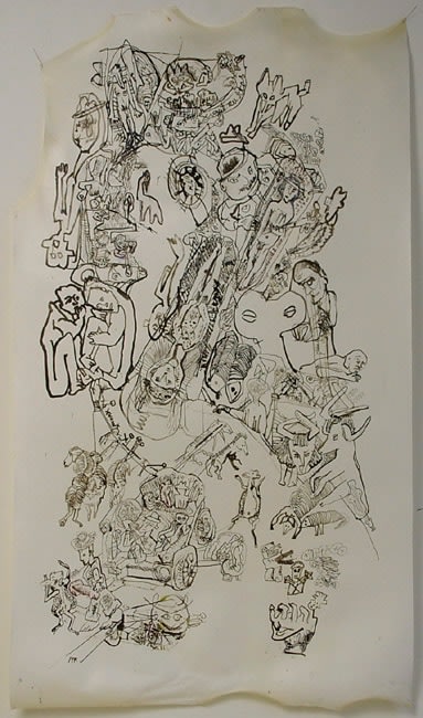 Erwin Pfrang Untitled (from the series Hades I Teil), 2004 mixed media on parchment 41 1/8 x 23 1/4 inches 104.5 x 59 cm