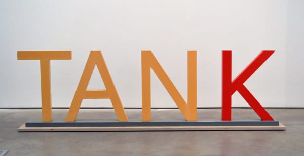 Ian Hamilton Finlay Tank, 1991 painted wood, with Jim Brennan 21.26 x 71.65 x 4.33 in (54 x 182 x 11 cm)