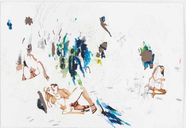 Wardell Milan Her songs, and perfumes, and heartwarming powers!, 2015 graphite, oil pastel, oil, cut-and-pasted printed paper on paper 41 3/8 x 59 7/8 in 105.1 x 152.1 cm