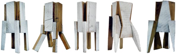 Mel Kendrick Untitled (Group of Five), 2002 Japan color on poplar each: 4 3/4 x 2 x 2 in (12 x 5 x 5 cm)