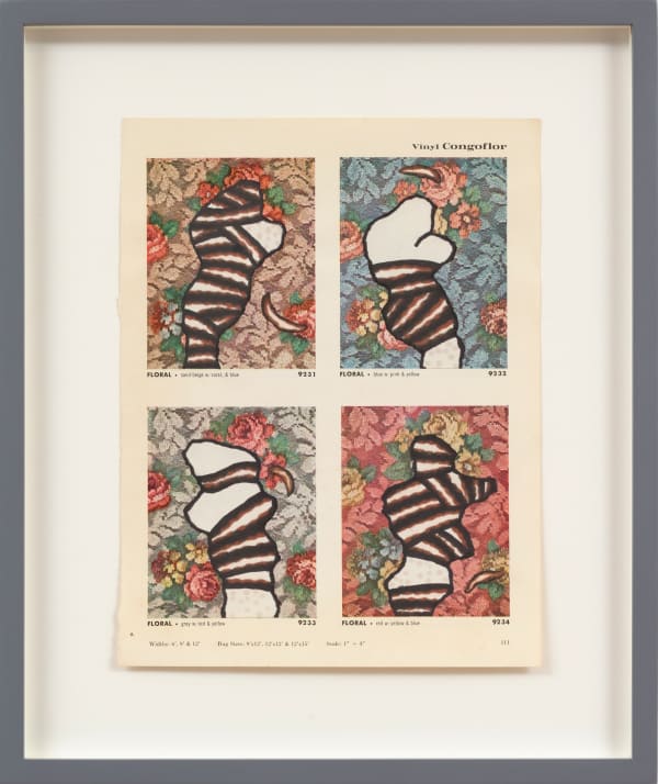 Ray Yoshida Untitled ink on paper cutouts on magazine sheet 11 x 8 1/2 in (27.9 x 21.6 cm) framed: 15 5/8 x 13 1/8 in (39.7 x 33.3 cm)