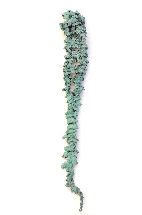 Jorinde Voigt Sequence of Solidification I / Solidification 12, 2014 bronze, verdigris patina, wax, unique 27 1/2 x 3 1/2 x 3 in (70 x 9 x 7.5 cm)