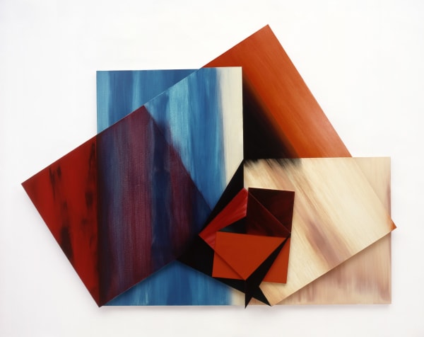Dorothea Rockburne Narcissus, 1984 oil paint on linen two panels: 92 1/2 x 123 x 6 3/8 in (235 x 312.4 x 16.2 cm) front panel: 92 1/2 x 123 x 2 in (235 x 312.4 x 5.1 cm) back panel: 78 1/2 x 97 x 2 in (199.4 x 246.4 x 5.1 cm)
