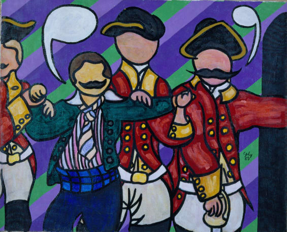 William Copley Self Portrait with Three Muskateers, 1969 acrylic on canvas 29 x 36 inches 73.7 x 91.4 cm