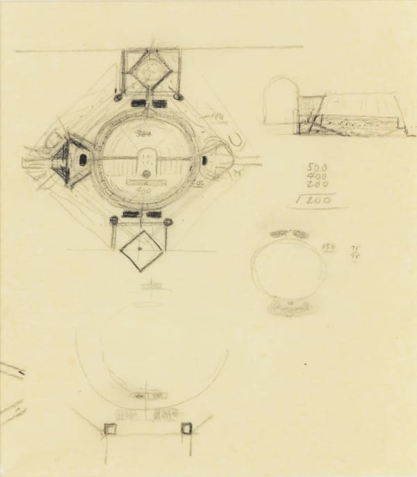Louis I. Kahn, National Assembly Complex in Dhaka, Bangladesh, Plan Studies, c. 1963