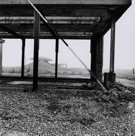 Jane & Louise Wilson Blind Landings (H-bomb Test Site, Orford Ness) Lab Five #2, 2013 photo collage 14 x 14 in 35.6 x 35.6 cm Framed dimensions: 20 3/4 x 20 3/4 in 52.7 x 52.7 cm 4 AP