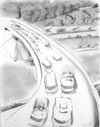 Richard Artschwager Road with Cars, 2003 charcoal on paper 25 x 20 inches 63.5 x 50.8 cm