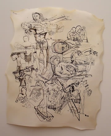 Erwin Pfrang Untitled (from the series Hades I Teil), 2003/2004 mixed media on parchment 32 1/4 x 26 3/4 inches 81.9 x 67.9 cm
