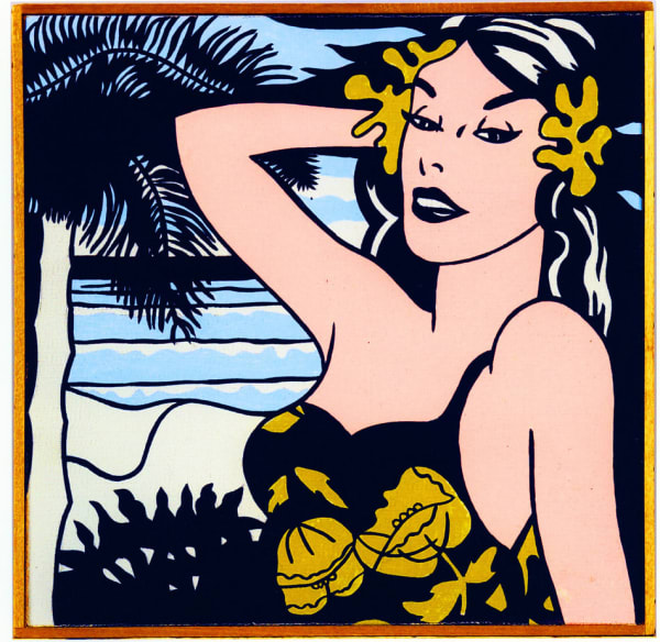 Richard Pettibone Roy Lichtenstein "Aloha. 1962.", 1968 acrylic and silkscreen on canvas 6 1/4 x 6 1/4 in 15.9 x 15.9 cm