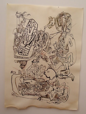 Erwin Pfrang Untitled (from the series Hades I Teil), 2003/2004 mixed media on parchment 35 1/2 x 25 1/4 inches 90.2 x 64.1 cm