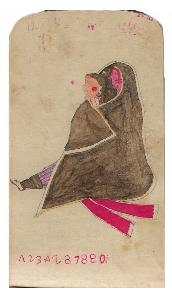 attributed to Eugene Standing Elk Ledger Drawing, ca. 1882 watercolor, ink and graphite on paper 5 3/4 x 3 1/8 in (14.6 x 7.9 cm)